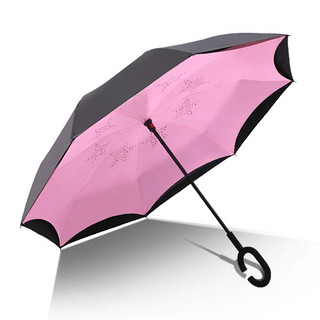 双层防晒遮阳伞长直柄晴雨两用伞防紫外线个性反向雨伞男女