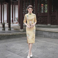 限尺码：f.e.v 旗袍改良2024年中国风长款复古长袖春季连衣裙年轻款少女