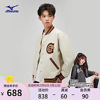 Mizuno 美津浓 HERITAGE系列 24 男女休闲梭织夹克外套棒球服 44/砂砾色 M