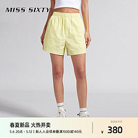MISS SIXTY2024夏季短裤女松紧腰百搭休闲运动风纯色简约直筒 黄色 M