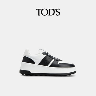 TOD'S2024早秋女士皮革厚底增高休闲鞋单鞋女鞋 白/黑色 34 脚长21.9cm