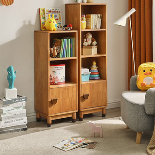 JIAYI 家逸 实木书柜家用落地书架简约现代多层收纳架创意儿童简易学生书柜 单排三层置物柜