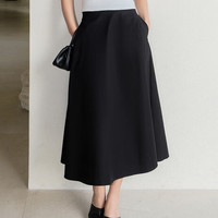 URBAN REVIVO 女士通勤气质简约宽松显瘦A字半裙 UWG540038 正黑 M