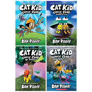 Cat Kid Comic Club 小皮蒂小彼蒂的漫画俱乐部 1234册 神探狗狗同作者Dav Pilkey 英文原版图书 6岁以上 小彼蒂的漫画俱乐部 1-4套装