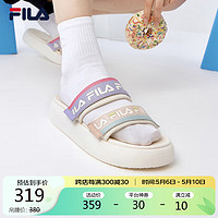 FILA 斐乐女鞋运动拖鞋夏季厚底沙滩鞋魔术贴休闲鞋DONUT 奶白-I-GB 36.5