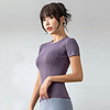 徽昂 瑜伽服女上衣T恤春夏跑步运动速干修身显瘦跑步健身房短袖紫色M