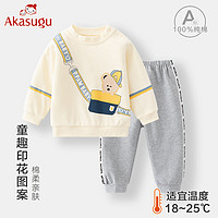 百亿补贴：Akasugu 新生 婴儿衣服纯棉分体套装男宝宝超萌外出运动服春秋款两件套
