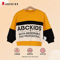 ABCKIDS 儿童2023冬季字母圆领拼色绒里休闲卫衣