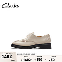 Clarks 其乐 老钱系列女鞋24优雅英伦德比鞋单鞋淑女复古皮鞋 白色 261768094 40