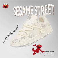 SESAME STREET 芝麻街旗舰店鞋子男鞋板鞋夏季透气涂鸦百搭休闲厚底面包小白鞋潮