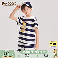 Paw in Paw PawinPaw卡通小熊童装2024年夏季男女童条纹短袖套装 Navy藏青色/59 110