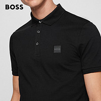 BOSS（服装） BOSS男士春夏徽标贴片弹力棉短袖Polo衫 001-黑色