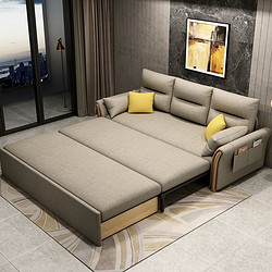 都市名门 多功能可折叠沙发床布艺实木伸缩沙发两用客厅小户型双人单人北欧