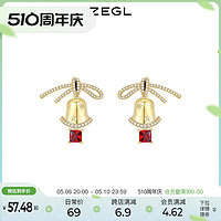 ZENGLIU ZEGL红色蝴蝶结铃铛耳环女2024年新款耳钉925银针春夏新年耳饰品