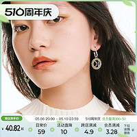 ZENGLIU ZEGL设计师悦动系列绿色锆石圆圈耳环女小众气质耳钉夏季银针耳饰