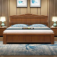 千禧盛世 床实木中式双人可选框架抽屉高箱储物床婚床精品卧室家具 实木床 1.8*2.0m