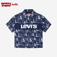 LEVI'S李维斯童装男童短袖衬衫夏季儿童休闲短袖上衣 深靛蓝 110/52S 