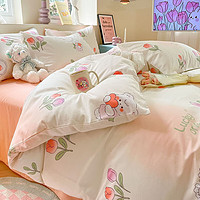 AIDLI 四件套纯棉床上用品枕套被套床单全棉套件 浪漫花语 220*240cm四件套