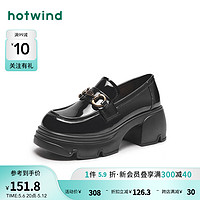 hotwind 热风 2024年春季女士时尚简约英伦风小皮鞋通勤一脚蹬气质乐福鞋 01黑色（H02W4564） 36