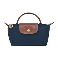 LONGCHAMP 珑骧 女士Le Pliage 17 帆布短柄饺子包迷你手提包 蓝色 34175089 P68