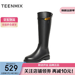 TEENMIX 天美意 冬商場同款時髦靴子時裝靴女長靴BH791DG3 黑色(絨里) 37
