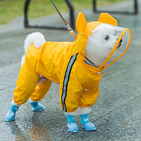 CHU XING JIA 狗狗雨衣全包卡通防水四脚幼犬秋冬宠物衣服泰迪透明雨衣宠物 黄色鸭鸭M（胸围47cm背长33cm）