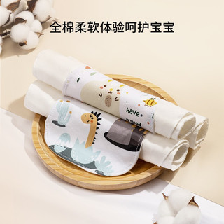 YeeHoO英氏婴儿童吸汗巾纯棉幼儿园宝宝隔汗巾垫背巾中大号全棉男孩女童 汗巾 3条装 动物 快速吸汗（L码）
