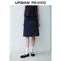 URBAN REVIVO 女装小众设计感立体木耳边牛仔半裙 UWU840058  蓝色 XL