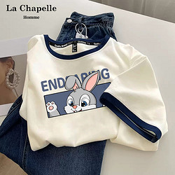 La Chapelle 拉夏貝爾 潮牌T恤女短袖2023新款爆款百搭寬松半袖設計感小眾上衣