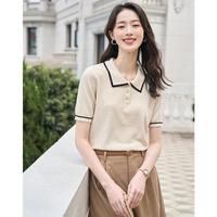 【花纱减龄polo领】夏季女式休闲短袖薄款针织衫t恤时尚上衣
