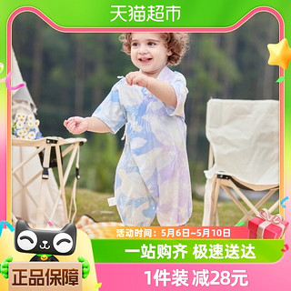 88VIP：舒贝怡 婴儿衣服短袖连体衣夏季薄款三防新生宝宝外出服包屁衣哈衣
