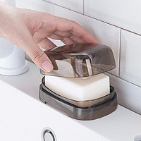 CHAHUA 茶花 香皂盒欧式高档带盖沥水香罩盒卫生间创意北欧ins家用肥皂盒 茜拉普 有盖皂盒
