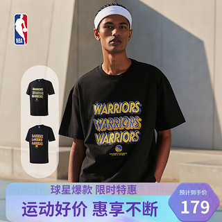 NBA 欢乐的运动系列 金州勇士队/湖人队 宽松T恤男子运动休闲短袖 勇士队/黑色 M