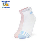 Skechers斯凯奇男女童短筒袜夏季舒适儿童袜子2对装L224K016 亮白色/微风粉/03UA