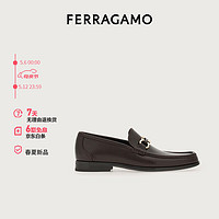 菲拉格慕（Ferragamo）男士棕色Gancini扣饰莫卡辛鞋 0769879_3E _ 80/42 