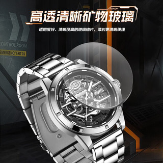 Dickies手表男表时尚潮流防水夜光日历窗口石英表 银色钢带CL-562