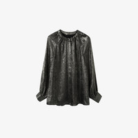 Basic House/X百家好春季设计感时尚蝙蝠宽松衬衫B0624H5E982 银色 S