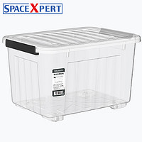 SPACEXPERT 空间专家 带轮塑料收纳箱特大号储物箱学生书箱 透明 单只装