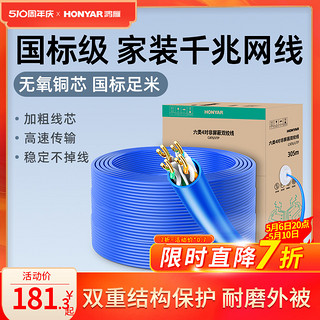 HONYAR 鸿雁 超五类网线家用电脑跳线成品电脑宽带线双绞网络线（100米）