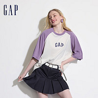 Gap 盖璞 544461  男女撞色插肩袖短袖T恤 （紫色、XXXL)