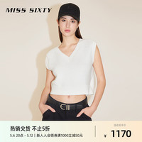 MISS SIXTY2024春季毛织背心女V领知性气质高级感叠穿短马甲 白色 M