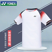 YONEX 尤尼克斯 羽毛球服运动健身情侣运动短袖T恤男110154BCR白L