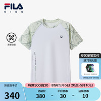 FILA【凉感科技】斐乐儿童上衣2024夏中大童透气T恤男童短袖 玉石白-WT 165cm