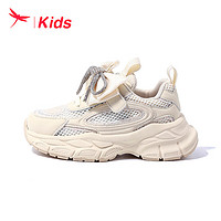 红蜻蜓儿童24夏运动鞋女童时尚百搭运动鞋休闲跑步鞋 米色 28码 28（内长18.0脚长17.4）