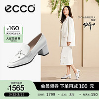 爱步（ECCO）高跟单鞋女 24年春季职场通勤软底粗跟方头皮鞋 型塑290943 亮白色牛皮29094301002 37