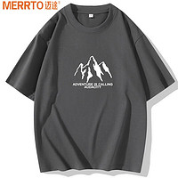 MERRTO 邁途 速干印花T恤男夏季新款短袖潮流休閑T恤F MT-168-淺灰色 2XL-(140-160斤)