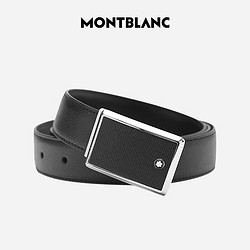 MONTBLANC 万宝龙 黑色商务休闲高档板扣单面皮带/腰带120x3cm 114421礼物