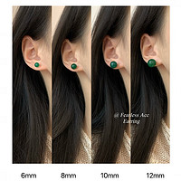 KOSE 高丝 925银针国风绿玛瑙耳钉新中式感复古绿色圆球耳环气质耳饰女