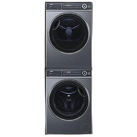 家装季：Haier 海尔 新纤美系列 XQG100-BD14376LU1+HGY100-F376U1 热泵洗烘套装 极夜灰