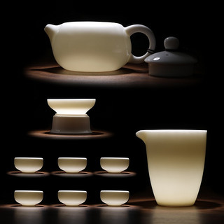 苏氏陶瓷（SUSHI CERAMICS）羊脂玉白瓷功夫茶具套装德化陶瓷中国白功夫茶杯泡茶壶款礼盒装